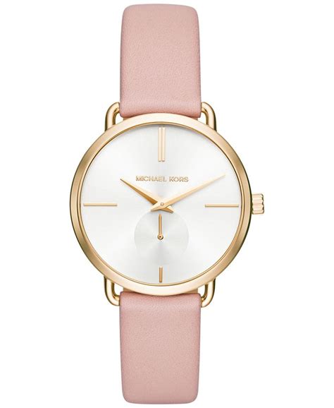 Michael Kors Women's Portia Pink Leather Strap Watch 36mm 